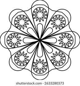 Round Colored Mandala Design Vector  Hand drawn 