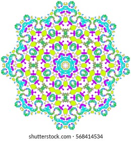 round colored mandala snowflake ornament Kaleidoscope