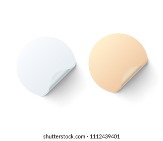 Round colored sticker on a white background, set pack. Vector illustration