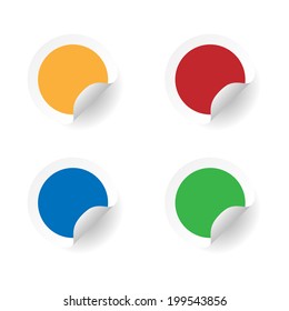 Round colored stickers set. Blank. Vector