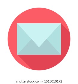 Round colored vector flat letter/envelope icon on white background