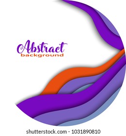 Round colorful 3D abstract papercut shapes on white background. Trendy colors, wave, rainbow, frame, paper, cut, ring, circle. Vector eps10 illustration
