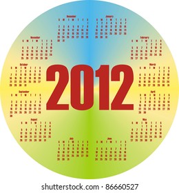 round colorful calendar 2012  in vector