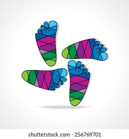 round of colorful creative human foot