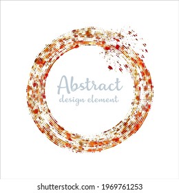 Round colorful dotted frame with space for text. Vector confetti border. Glitter circle. Halftone design element.