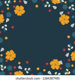 Vector de borde floral redondo y colorido