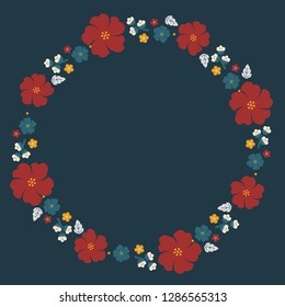 Round colorful floral border vector