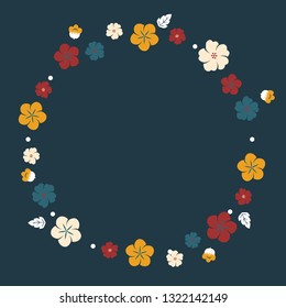 Round colorful floral border vector