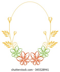 Round colorful frame with flowers