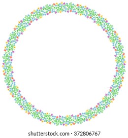 Round colorful frame of flowers.