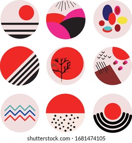 round colorful icons suitable for instagram highlights