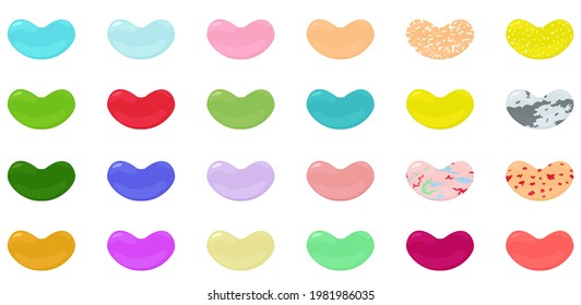 Round colorful jelly beans set. Cartoon vector illustration isolated on white.