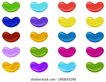 Round colorful jelly beans set. Realistic vector illustration isolated on white.