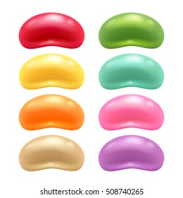 Round colorful jelly beans set. Realistic vector illustration. Good for packaging design.