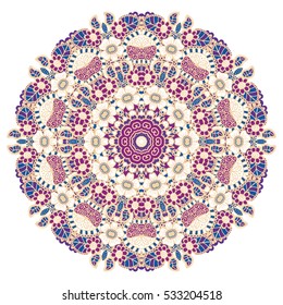 Round colorful mandala design. Creative vector illustration.