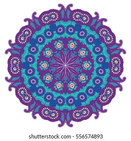 Round colorful mandala design. Creative vector illustration.