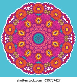 Round colorful mandala design. Creative vector illustration