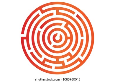  Round colorful maze with shadows. Task for children and adults. Vector.