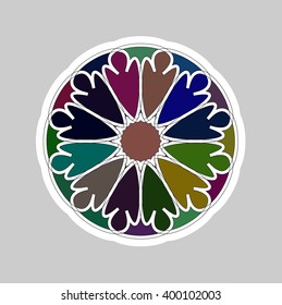 Round colorful pattern. Mandala. Mosaic. Vintage decorative elements. Yoga. Vector illustration for greeting cards, invitations and other print and web projects