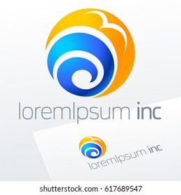 Round colorful vector sign. Logo for Business, Tourism and Travel
