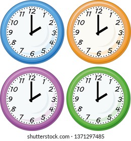 Round colorful wall clock set.Vector illustration - Vektör