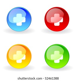 Round colour glass vector icons, buttons