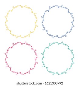 Round colours frames from the word love in the shape of an arrow . Valentine's Day