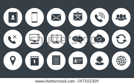 Round Communications Icons Set