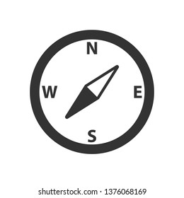 round compass with cardinal points vector icon isolated on white background. travel and tourism concept. compass flat icon for web and ui design