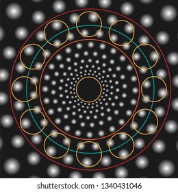 Round composition with light effects and color elements. Abstract background. Vector illustration