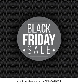Round composition on seamless black knitting. Black friday sale. Vector illustration. web banner.