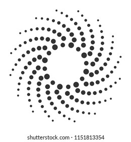 Round concentric geometric element, from circles. Halftone dot pattern.