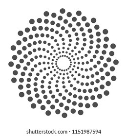 Round concentric geometric element, from circles. Halftone dot pattern.