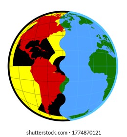 round concept logo, a test of nuclear weapons on the planet. Protest against the use of weapons of mass destruction and nuclear energy. Vector