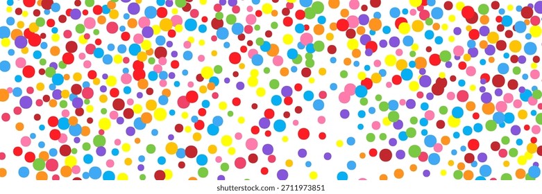 Round confetti birthday simple background. Carnival colours falling paper elements isolated, celebrate party ribbons, confetti explosion vector graphic design