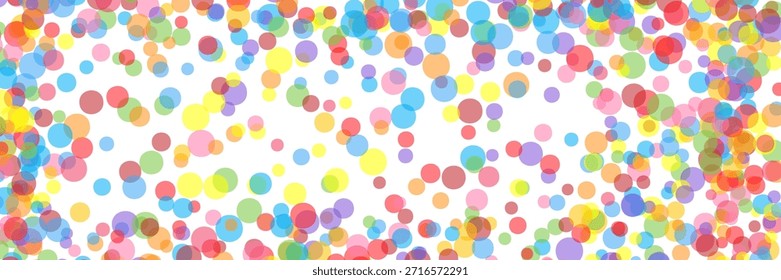 Round confetti birthday simple background. Carnival colours falling paper elements isolated, celebrate party ribbons, confetti explosion vector graphic design