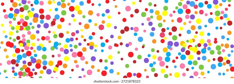 Round confetti birthday simple background. Carnival colours falling paper elements isolated, celebrate party ribbons, confetti explosion vector graphic design