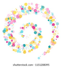 Round confetti vintage background in blue, pink and gold on white.  Childish pattern vector, children's party birthday celebration background.  Holiday confetti circles