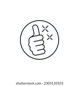 Round confirm button perfectly, fine. Vector linear icon isolated on white background.