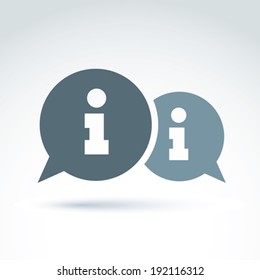Round consultation symbol, call center icon, information sign. Speech bubbles, dialogue symbol isolated on white background.