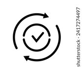 round convenient icon like easy pay or update. concept of replace or swap symbol and quality control. linear trend modern synchronize logotype graphic stroke art design web element isolated on white