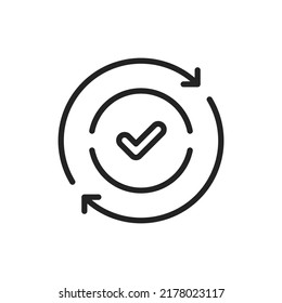 round convenient icon like easy pay or update. concept of replace or swap symbol and quality control. linear trend modern synchronize logotype graphic stroke art design web element isolated on white