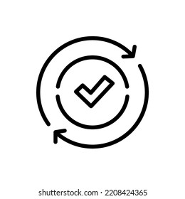 Round convenient icon like easy pay or update. concept of replace or swap symbol and quality control. linear trend modern synchronize logotype graphic stroke art design web element isolated on white