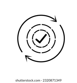 round convenient icon like easy pay or update. concept of replace or swap symbol and quality control. linear trend modern synchronize logotype graphic stroke art design web element isolated on