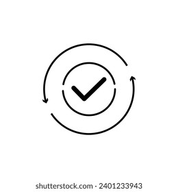 round convenient icon like easy pay or update. concept of replace or swap symbol and quality control. linear trend modern synchronize logotype graphic