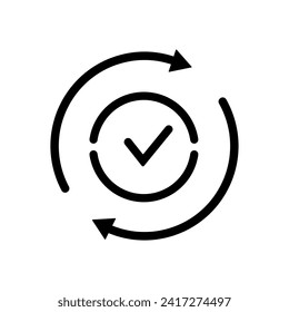 round convenient icon like easy pay or update. concept of replace or swap symbol and quality control. linear trend modern synchronize logotype graphic stroke art design web element isolated on white