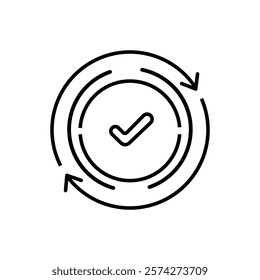 round convenient icon like easy pay or update. concept of replace or swap symbol and quality control. linear trend modern synchronize logotype