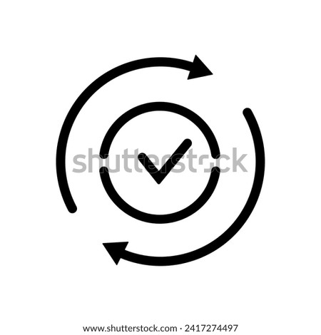 round convenient icon like easy pay or update. concept of replace or swap symbol and quality control. linear trend modern synchronize logotype graphic stroke art design web element isolated on white