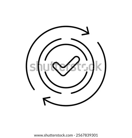 round convenient icon like easy pay or update. concept of replace or swap symbol and quality control. linear trend modern synchronize logotype graphic stroke art design web element isolated on white