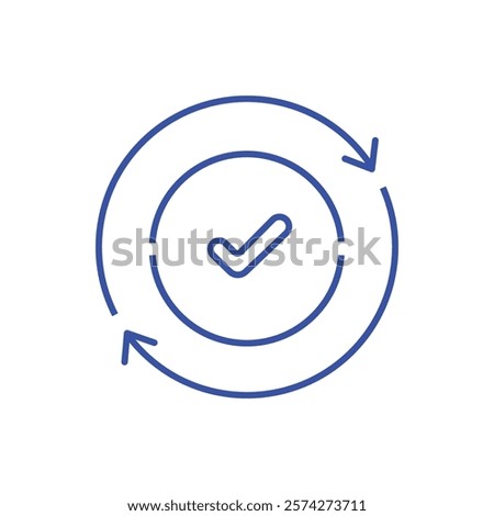 round convenient icon like easy pay or update. concept of replace or swap symbol and quality control. linear trend modern synchronize logotype graphic stroke art design web element 